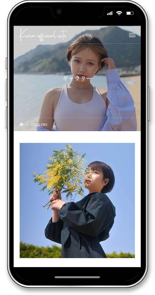 プロフィールサイト制作事例のモバイルのギャラリー画面