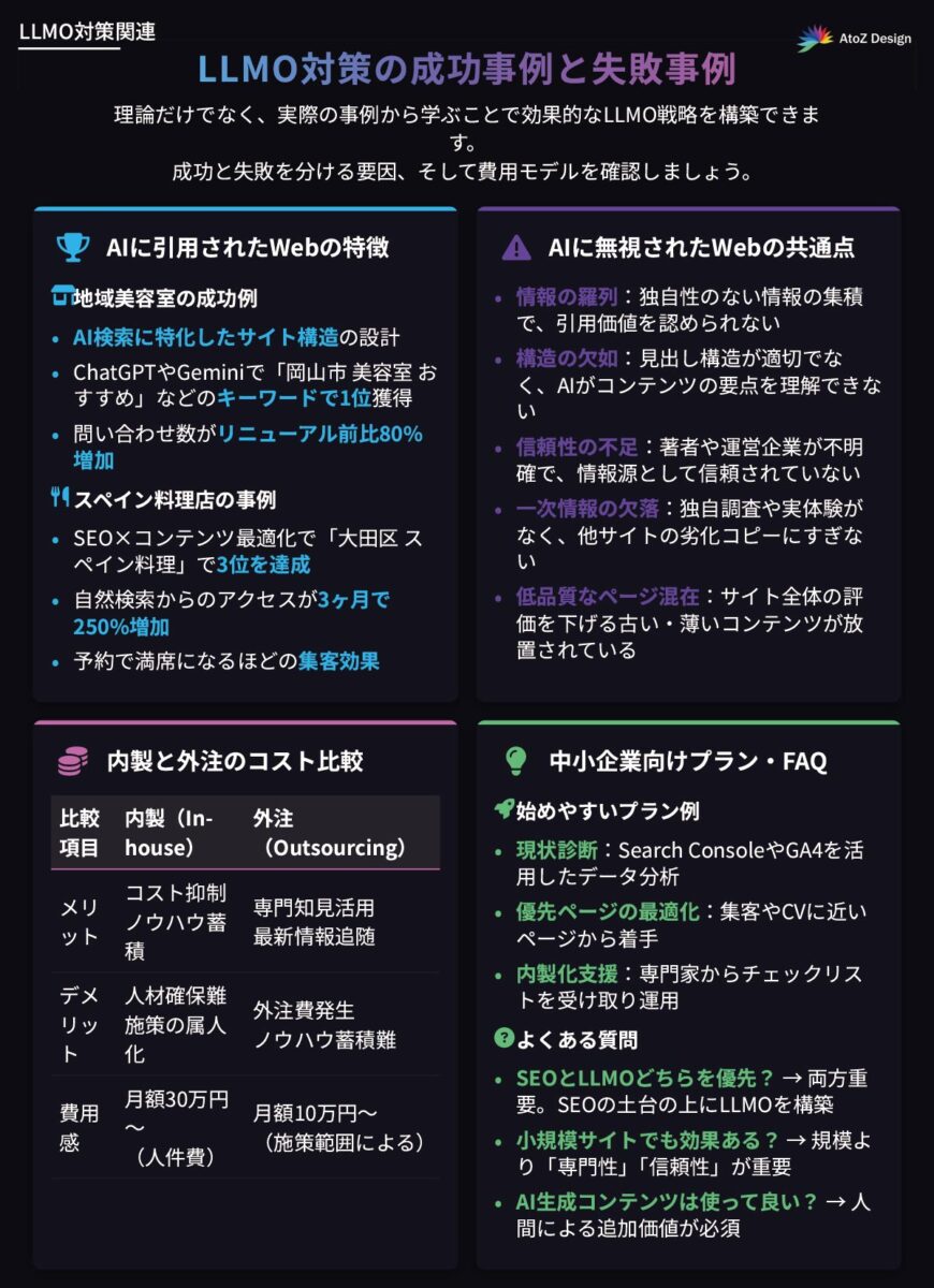 LLMO対策の成功事例と失敗事例の図